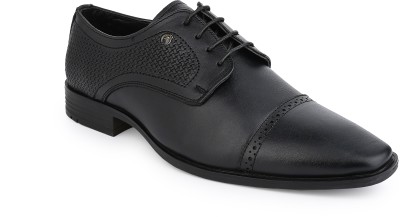 ALBERTO TORRESI Genuine Leather Lightweight Branded Sole Toecap Formal shoes Lace Up For Men(Black)