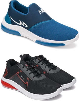 Free Kicks Combo Of 2 Shoes SW-Mexico & SW-482 Sneakers For Men(Black, Red, Blue , 6)