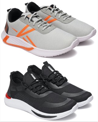 Free Kicks Combo Of 2 Shoes FK-494 & FK-432 Sneakers For Men(Black)