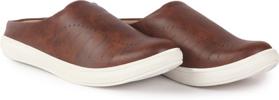 FAUSTO Back Open Stylish Design Slip On Shoes Loafers For Men(Brown , 8)
