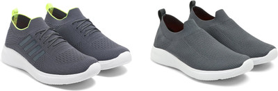 Face Sneakers For Men(Grey, Grey , 7)