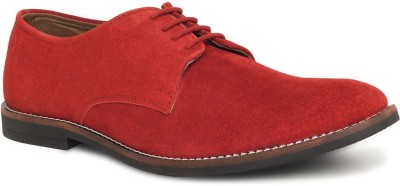 LOUIS STITCH Men's Crimson Red Lace up Style Italian Suede Leather Shoes for Men UK-9 Casuals For Men(Multicolor)