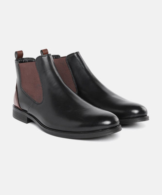 Roadster Round Toe Synthetic Slip-On Boots Boots For Men(Black , 9)