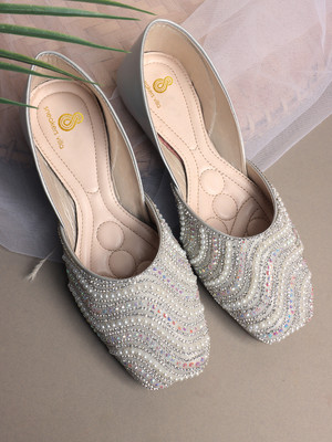 SNEAKERSVILLA Bellies For Women(Silver , 5)