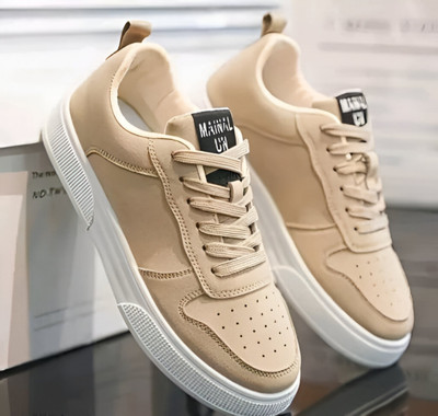 Ayuta Mens Trendy Sneakers Sneakers For Men(Beige , 7)
