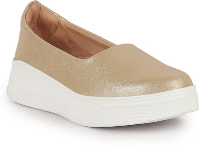 FAUSTO Height Enhancer Lightweight Glitter Slip On Shoes|All Season Casual Party Slip On Sneakers For Women(Gold , 6)