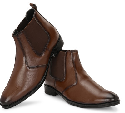 Runway Lightweight Comfortable Trendy Walking Outdoor Slip On Chelsea Boots For Men Boots For Men(Brown , 9)