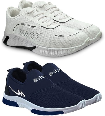 BRUTON Combo Pack Of 2 Trendy & Stylish Casual Shoes Sneakers For Men(White, Blue)