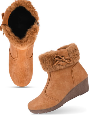 Dollphin Women's LYF-04 Ankle Length Stylish And Fashionable Boots Side Zip Boots For Women(Tan , 7)