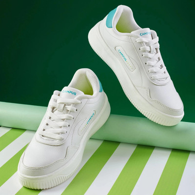 CAMPUS OGL-09 Casual Shoes for Women | Extra-Cushioned Memory Insole | Trendy Lace-Up Sneakers For Women(White , 8)