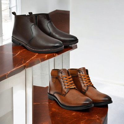 KRITON Trendy & Durable Men’s Boots – Perfect for Everyday Wear Boots For Men(Brown, Tan , 9)