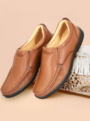 house of common Rich Quality Comfortable with Premium Leather Formal Slip On For Men(Tan , 9)