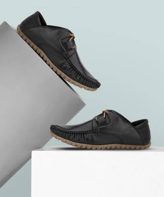 El Paso Men's Black Lace Up Casual Shoes Loafers For Men