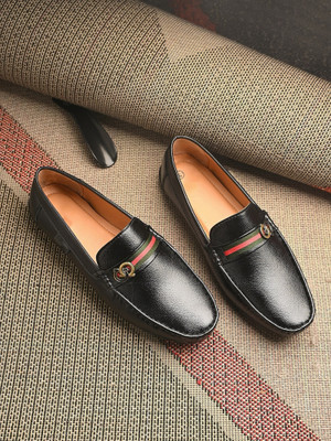 PROVOGUE Men’s Casual Loafers with Stylish Metal Buckle Accent Loafers For Men(Black , 6)