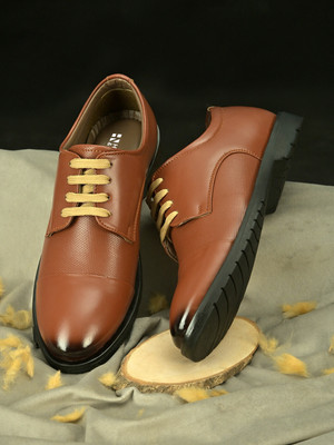 HERE&NOW office shoes for men |executive |Black Formal Shoes|professional Lace Up For Men(Tan , 6)