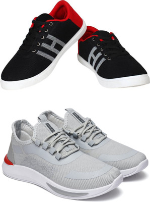 Free Kicks Combo Of 2 Shoes FK-MCW-145 & FK-434 Sneakers For Men(Grey , 6)