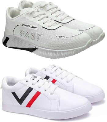 BRUTON Combo Pack Of 2 Trendy & Stylish Casual Shoes Sneakers For Men(White)