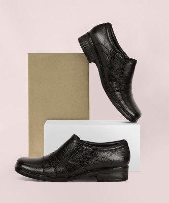 JOREN Men's Extra Comfort Formal Leather Shoes Slip On For Men(Black)