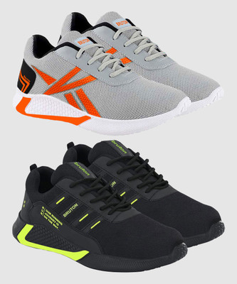 BRUTON 2 Combo Sneaker Shoes Sneakers For Men(Grey, Black , 10)