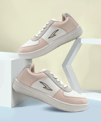 asian Sneakers For Women(White, Pink , 5)