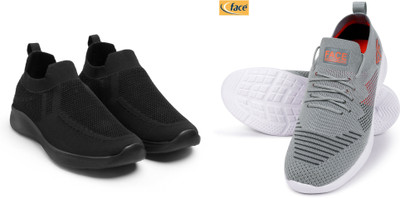 Face Stylish Sports Shoes for Men – Ideal for Running, Gym & Training Sneakers For Men(Grey, Black , 7)