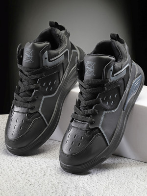 asian Casual Sneaker Shoes For Men|| Soft Cushioned Insole || Moscow-13 High Tops For Men(Black, Grey , 10)