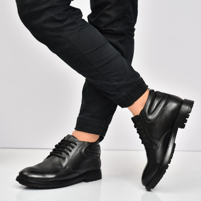 BARBATO Men's Genuine Leather (NDM Leather) Handmade Lace-up Formal Boots Lace Up For Men(Black , 8)