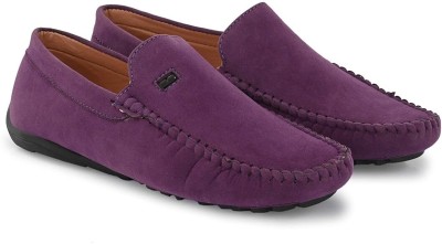 BIG FOX Comfortable Suede Casual Men's Footwear Loafers For Men(Purple)