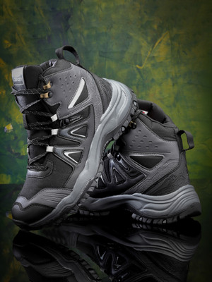 asian EVEREST-24 Hiking boots outdoor Trekking - Water Resistant Boots Sneakers For Men(Black, Grey , 6)
