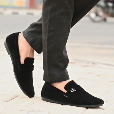 Azalia Suede |Lightweight|Comfort|Summer|Trendy Loafers For Men Loafers For Men(Black , 7)