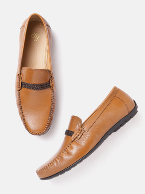 House of Pataudi House of Pataudi Men Tan Brown Handcrafted Leather Loafers For Men(Tan , 6)