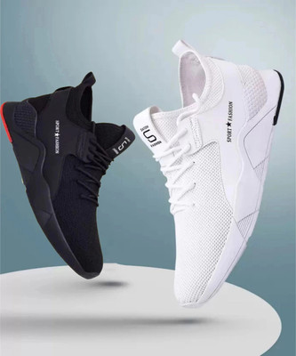 HOTSTYLE Combo Pack Of 2 Sneakers For Men(White, Black , 7)