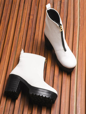 TRYME Boots For Women(White , 6)
