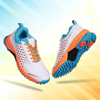 AIVIN HIT-MAN Cricket Shoes For Men(White, Orange, Blue)