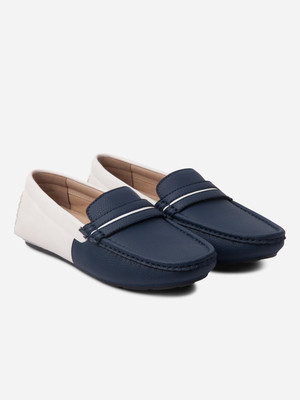 Mast & Harbour Men's Lightweight Smart Casual Color Blocked Navy and White Loafers Loafers For Men(Navy, White , 10)