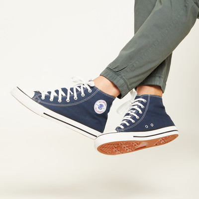 MOZAFIA Comfortable Canvas Lace-up Casual Ankle Length Sneakers Shoes For Men's Sneakers For Men(Navy , 7)