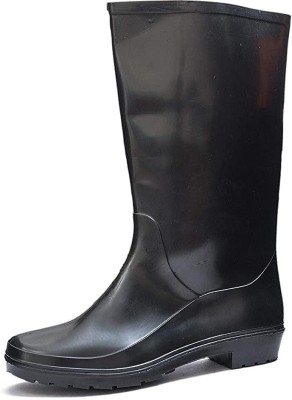 the Kalibar Leather Tech Safety 101 Black Gumboot with Lining Slip On For Men(Black)