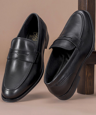 RED TAPE Loafers for Men | Real Leather Shoes with Low-cut Pattern Slip On For Men(Black , 10)