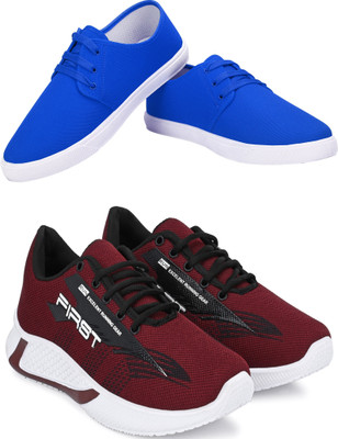 Free Kicks Combo Of 2 Shoes FK-565 & FK-201 Sneakers For Men(Blue , 10)