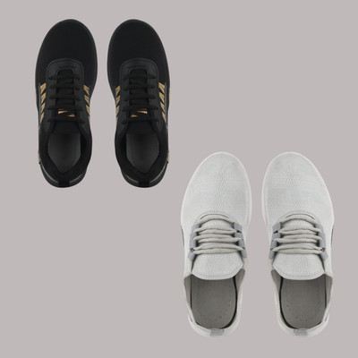 Kicksy Walking Shoes For Men(Black, Grey , 6)