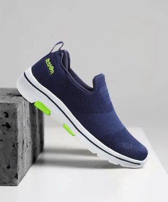 action Athleo ATG 487 Comfortable Lightweight Breathable Sports Slip On Running Shoes For Men(Navy, Green , 10)
