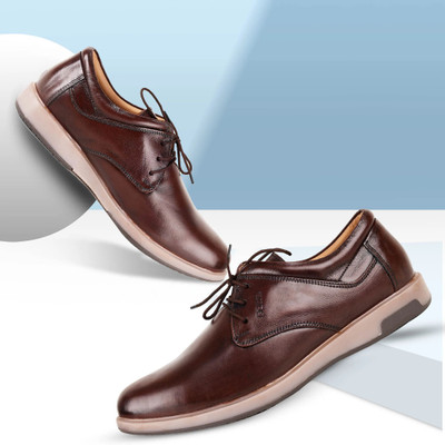 FOR-B FOR-B MEN'S PREMUIM LEATHER DERBY SHOES/FORMAL LACE UP DRESS SHOES/DURABLE Casuals For Men(Brown , 7)