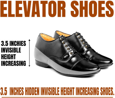 Baxxico Men's 3.5 Inch Elevator Hidden Height Increasing Formal Oxford Lace-up Shoe Oxford For Men(Black , 5)