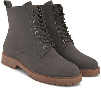 Roadster Women Classic Suede Lace-Up Boots Durable Gum Sole, Stylish & Comfortable Boots For Women(Black , 8)