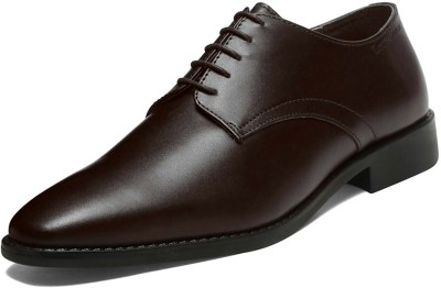 LOUIS STITCH Brunette Brown Italian Leather Formal Derby Lace Ups for Men (RXPLBB) UK 11 Derby For Men(Brown , 11)