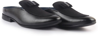 FAUSTO Bow Design Velvet Back Open Evening Party Formal Shoes|Cocktail Tuxedo Dress Slip On For Men(Black , 7)