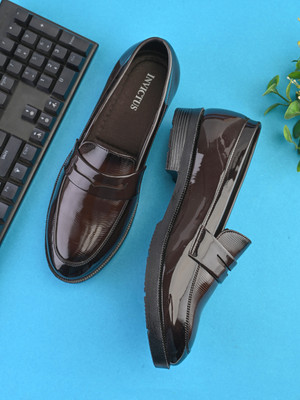 INVICTUS Formal Slipon Loafers with Metal Accent for party & formal occasion Slip On For Men(Brown , 10)