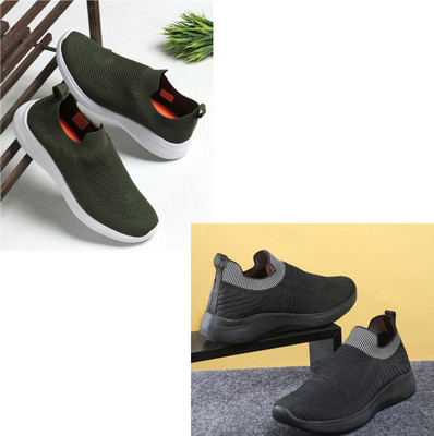Face Stylish Sports Shoes for Men – Ideal for Running, Gym & Training Sneakers For Men(Olive, Black , 9)