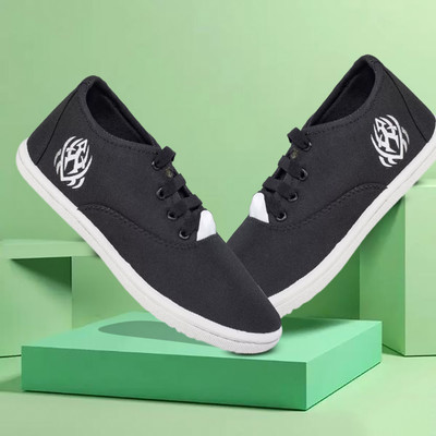 Kzaara Canvas Shoes For Men(Black , 5)