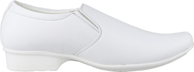 HIKBI Leather White Formal Shoes Premium Quality|Officewear|Rich Look|Comfortable Slip On For Men(White , 9)